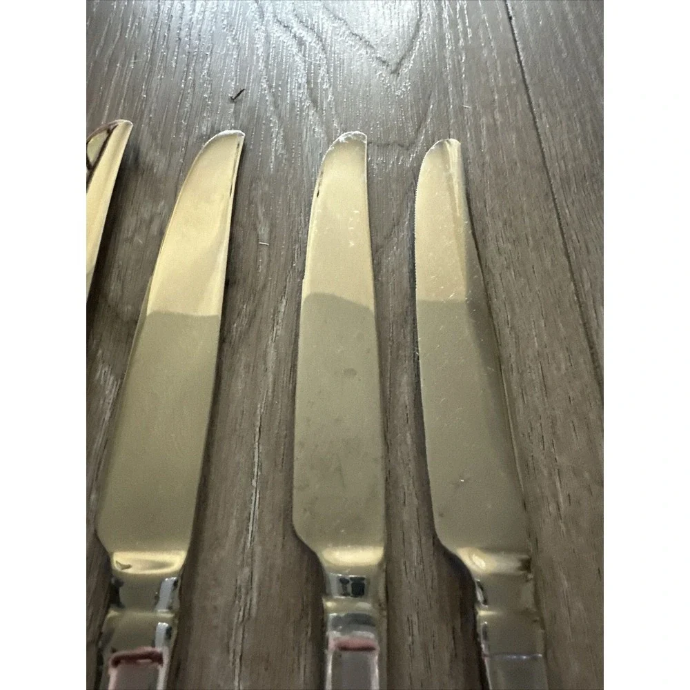 New Oneida‎ SATIN GARNET Set of 5 Dinner Knives 18/10 Stainless Flatware